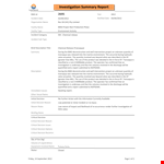 Investigation Summary example document template