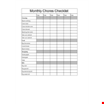 Clean Toilet with Monthly Chore Checklist Template example document template