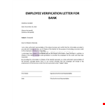 Employee Verification Letter for Bank example document template