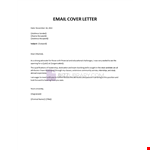 Email Cover Letter Template example document template