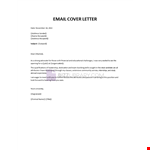 Email Cover Letter Template example document template 