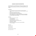 Risk Assurance Job Description example document template