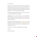 Years of Service Award - University and Hospital Recognition Letter example document template
