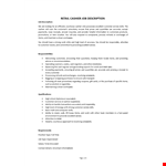 Retail Cashier Job Description example document template