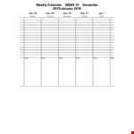 Weekly Calendar Template - Plan Your Week with Ease | Calendar, Notes, Sunday example document template