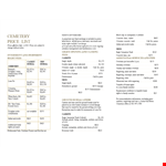 Cemetery Price List example document template