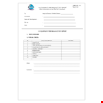 Equipment Performance Test example document template