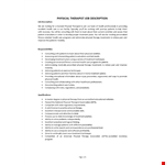 Physical Therapist Job Description example document template