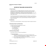 Secretary Treasurer Job Description example document template
