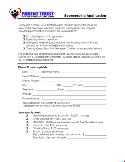 Sponsorship Application Template for Parent - Get Approved in Months