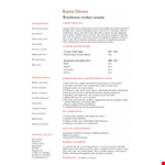 Warehouse Resume Example - Entry Level | Dayjob example document template