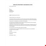 Employee Appointment Confirmation Letter example document template