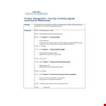 One Day Workshop Agenda - Management, Product Planning, Session, Launch example document template