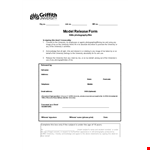 Film Model Release Form Template for University on behalf of Griffith example document template