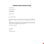 Order Cancellation Letter example document template