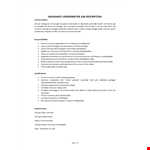Insurance Underwriter Job Description example document template