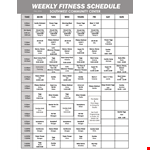Weekly Fitness Calendar Template for Training, Classes, Cardio, and Strength example document template