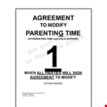 Parenting Time Agreement Template example document template