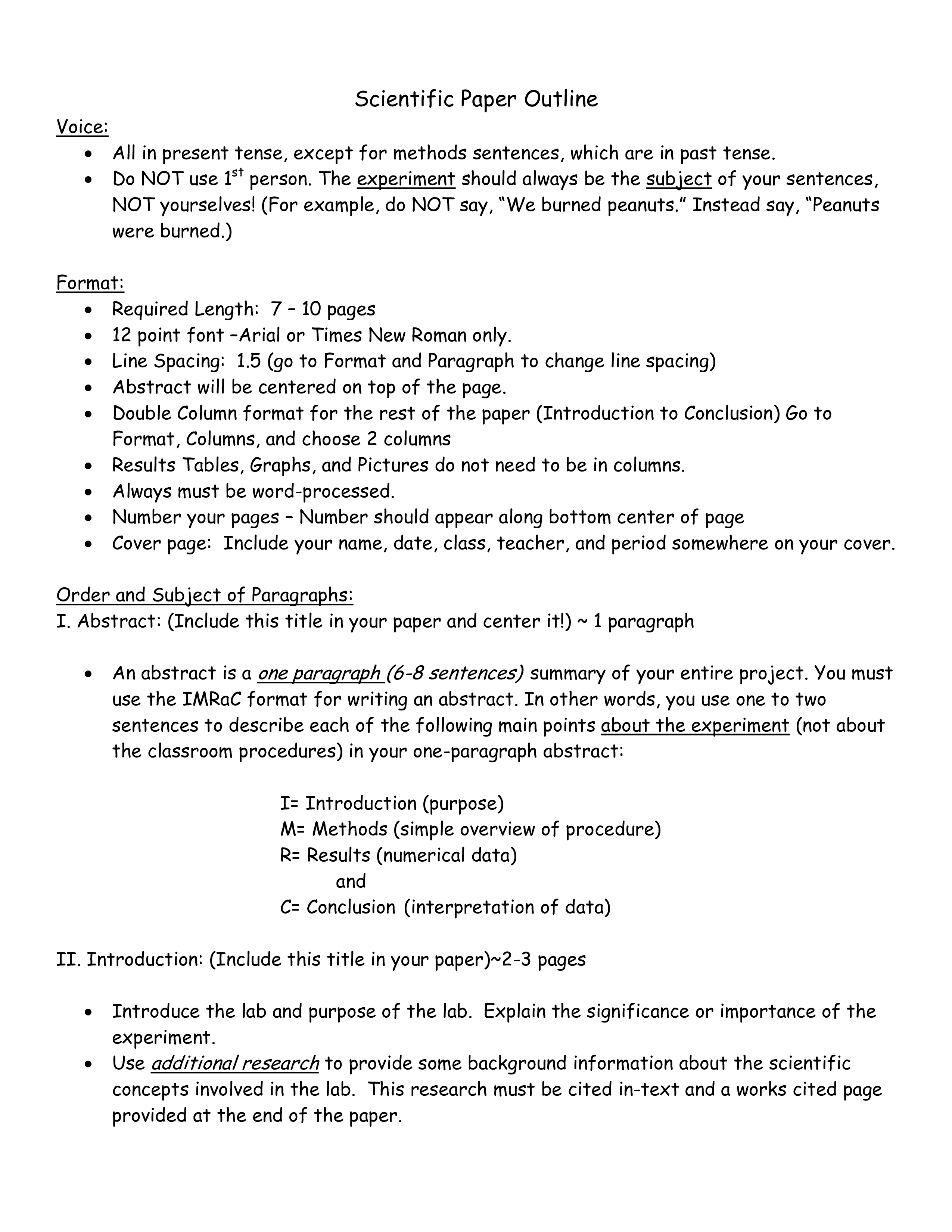 Scientificpaperoutline Scientificpaperoutline