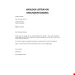 Apology Letter For Misunderstanding example document template