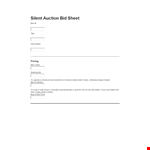 Silent Auction Bid Sheet - Easy Bidding with Leave & Increment options example document template