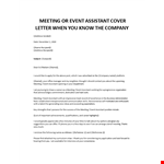 Event Assistant cover letter  example document template