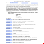Employee Evaluation Of Supervisor Template example document template