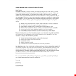 Elementary School Letter Template - Support Your Child's Education with This Powerful Resource example document template