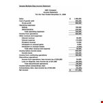 Multi Step Income Statement With Taxes example document template