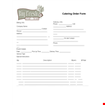 Printable Catering Order Form Template example document template