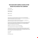Tax Associate cover letter  example document template