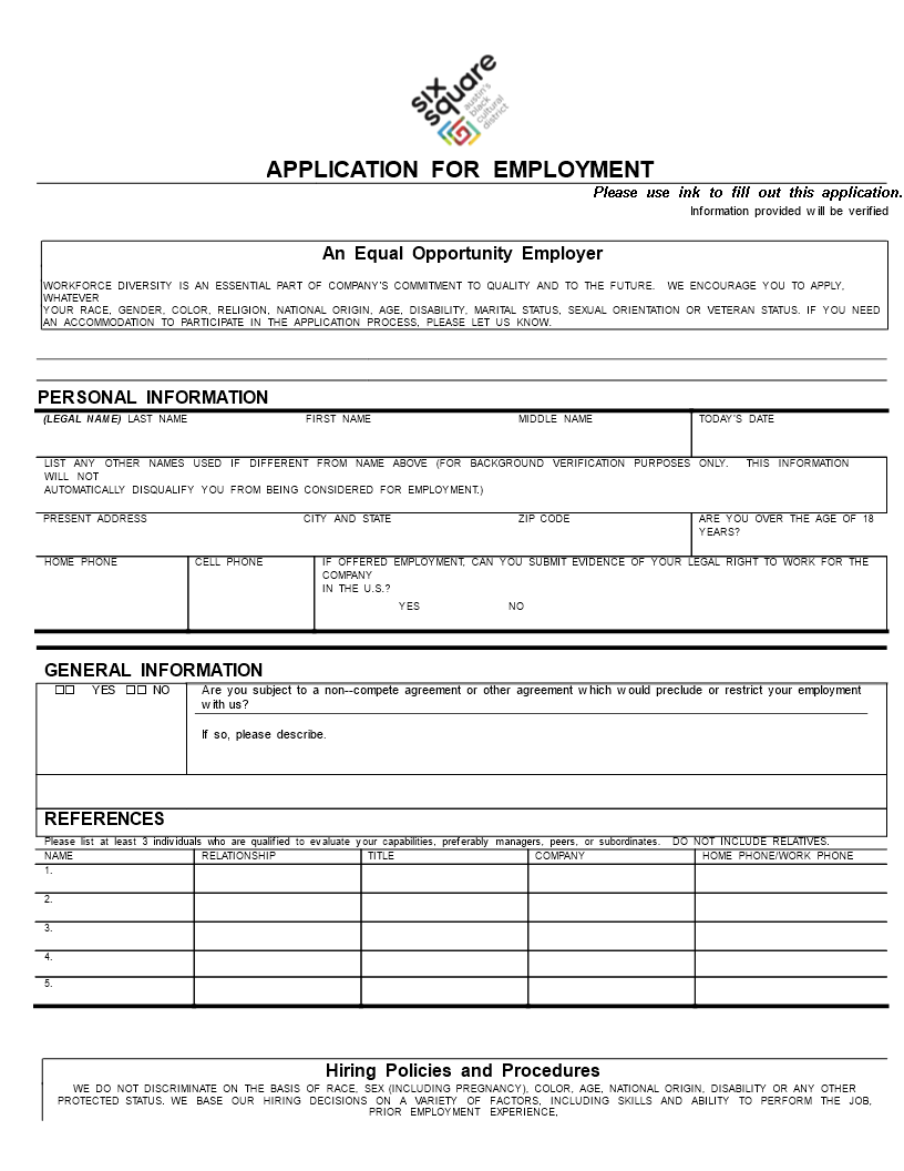 Create an engaging application with our Employment Application Template