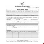 Create an engaging application with our Employment Application Template example document template