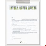 Marketing Internship Offer Letter Sample example document template