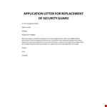 Application for replacement for security guard example document template
