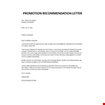 Job Promotion Recommendation Letter example document template