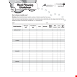 Dinner Meal Plan Template example document template