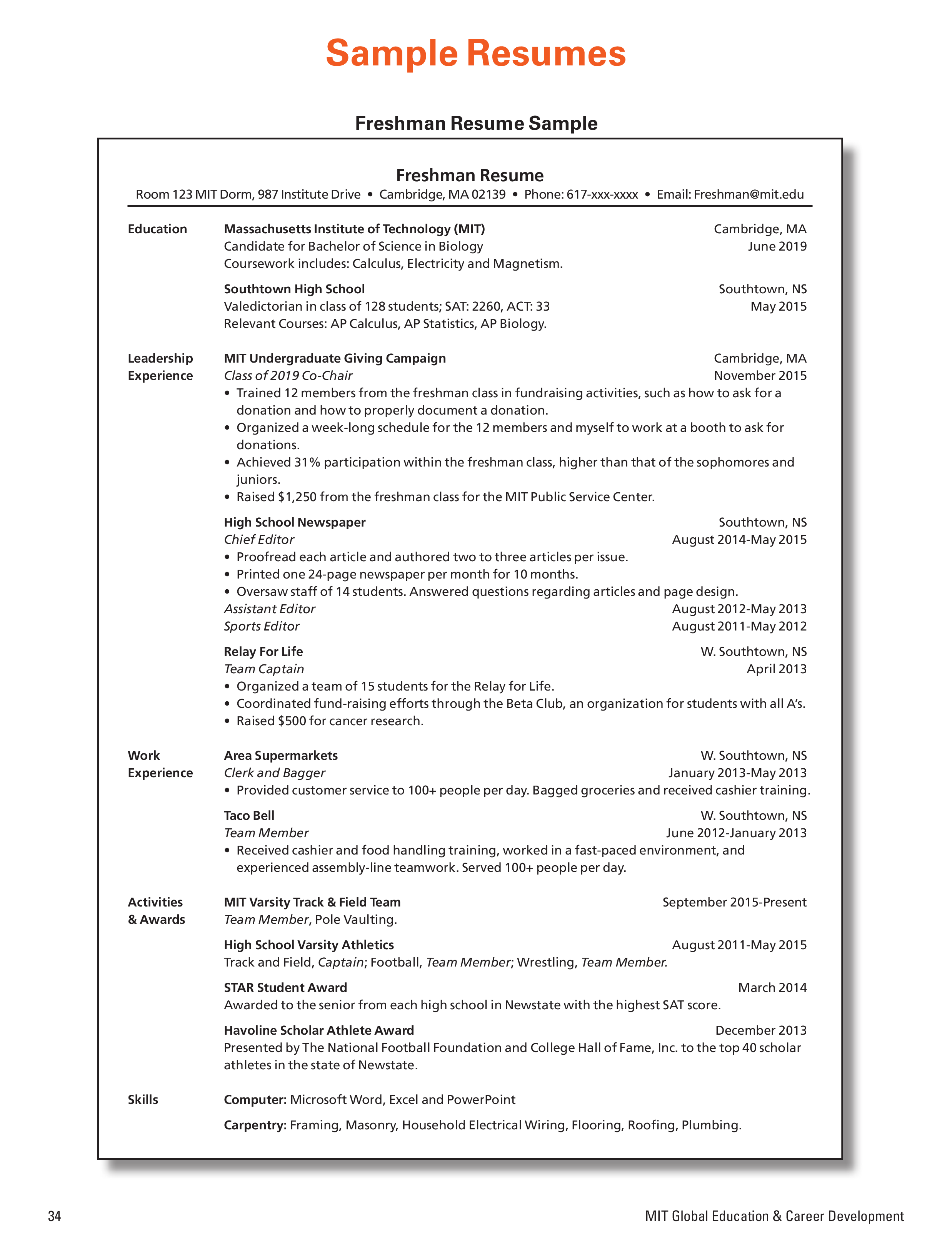 Undergraduate Resume Sample undergraduate-resume-sample