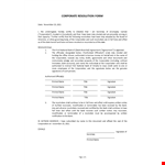 Corporate Resolution Form example document template