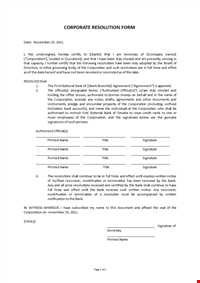 Corporate Resolution Form