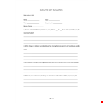 Employee Self Evaluation Template example document template