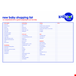 Printable Baby Shopping List example document template
