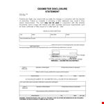 Secure Odometer Disclosure Statement | State-compliant Agent Form example document template