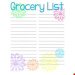 Grocery List Template - Printable and Editable example document template