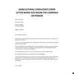 Agricultural Consultant application letter example document template
