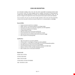 Cook Job Description example document template