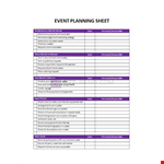 Event Planning Sheet example document template