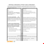 Free Formal Grievance Letter Example example document template