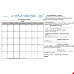 Personal Monthly Challenge Calendar example document template