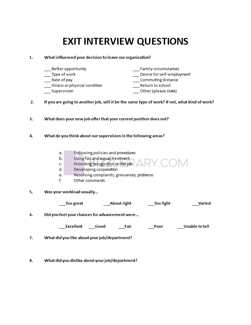 exit interview format template template